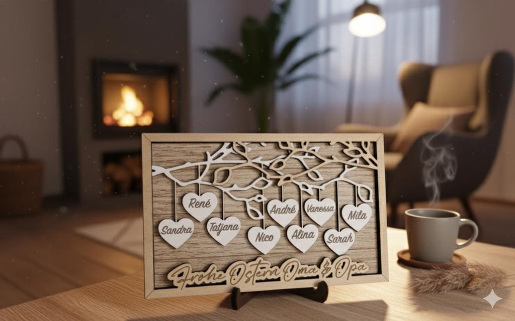 Personalisierter Geschenk | Weihnachtsgeschenk Stammbaum-Herzornament | Individuelles Stammbaum | Geschenk für Oma & Opa | Familienstammbaum