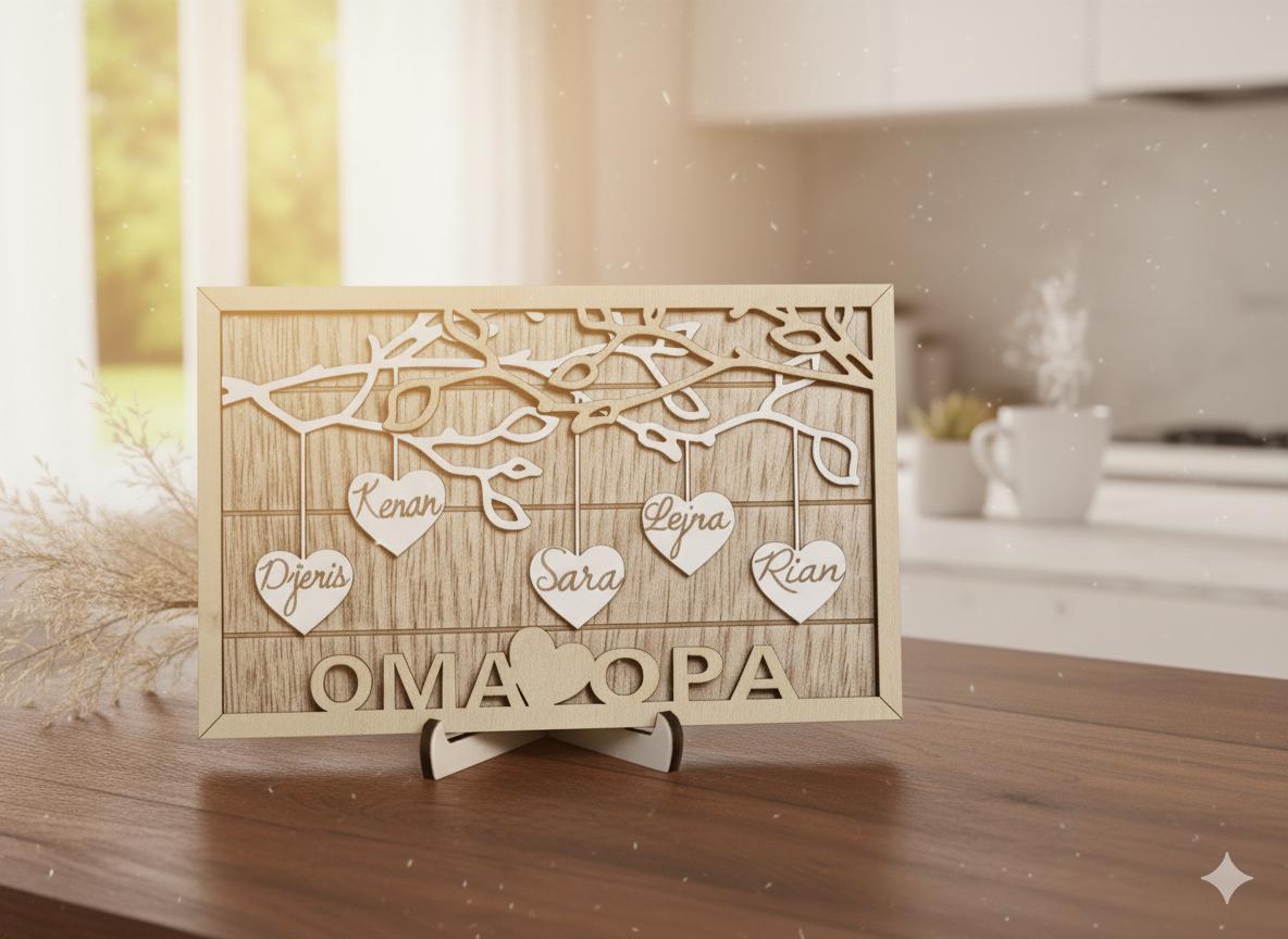 Personalisierter Geschenk | Weihnachtsgeschenk Stammbaum-Herzornament | Individuelles Stammbaum | Geschenk für Oma & Opa | Familienstammbaum