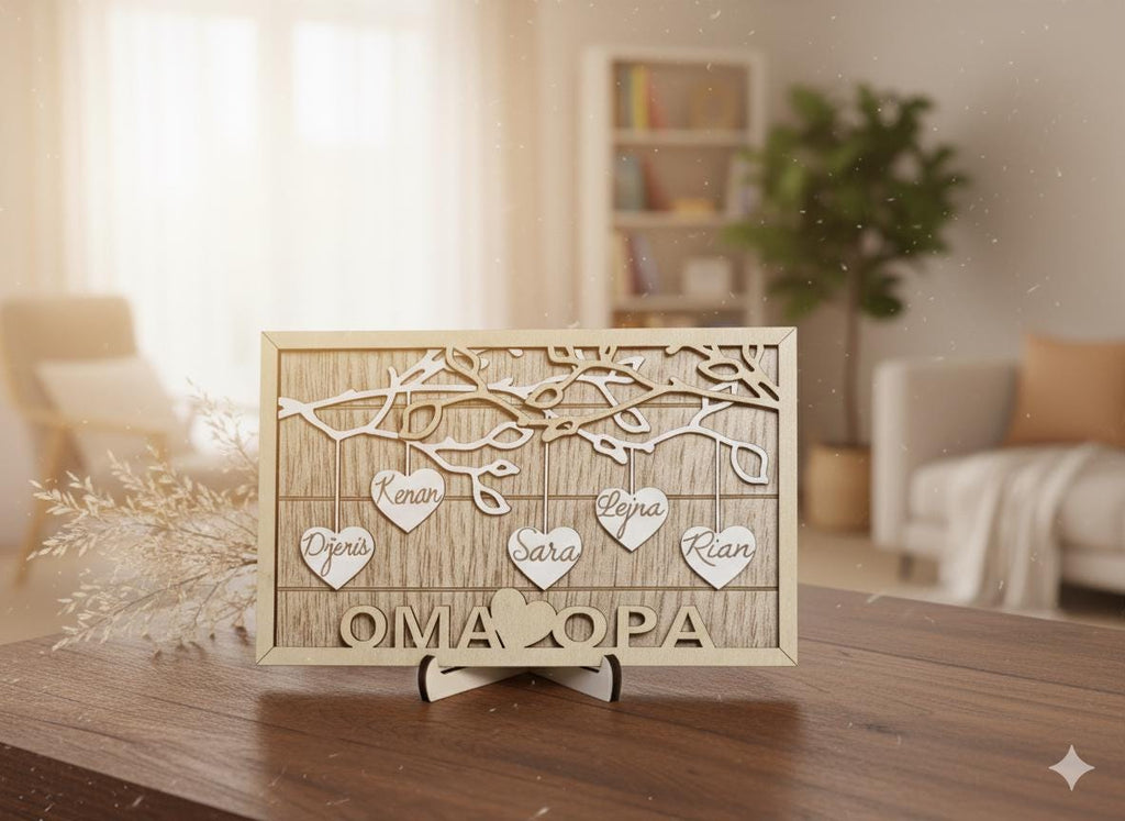 Personalisierter Geschenk | Weihnachtsgeschenk Stammbaum-Herzornament | Individuelles Stammbaum | Geschenk für Oma & Opa | Familienstammbaum