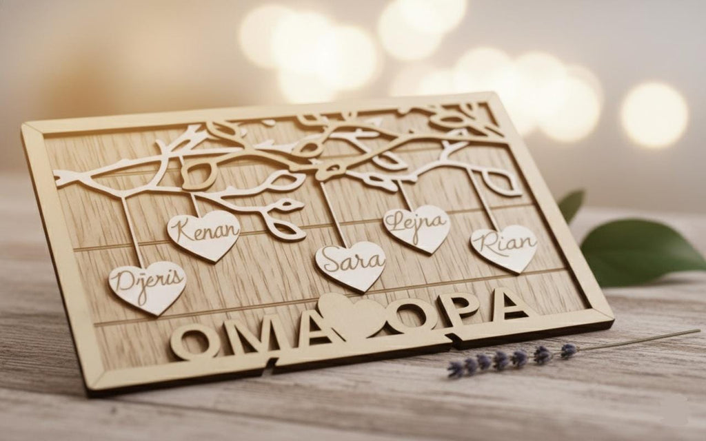 Personalisierter Geschenk | Weihnachtsgeschenk Stammbaum-Herzornament | Individuelles Stammbaum | Geschenk für Oma & Opa | Familienstammbaum