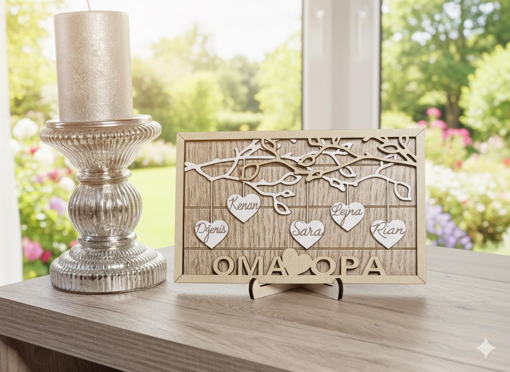 Personalisierter Geschenk | Weihnachtsgeschenk Stammbaum-Herzornament | Individuelles Stammbaum | Geschenk für Oma & Opa | Familienstammbaum