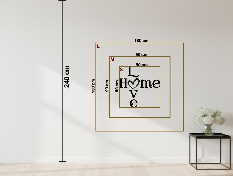 Schriftzug HOME LOVE mit Herz | Moderne Wanddeko für ein gemütliches Zuhause | Wanddeko für Wohnzimmer aus Holz & Plexiglas