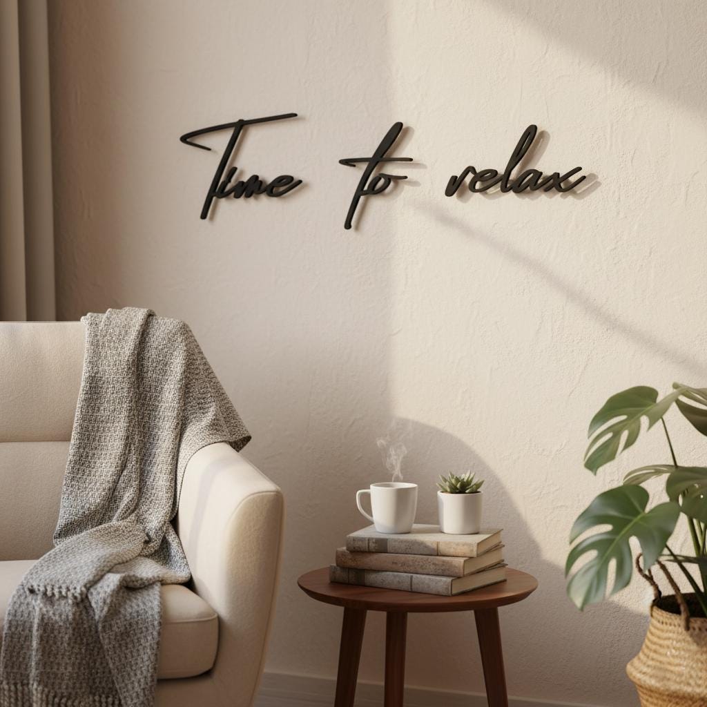 Time to Relax Schriftzug aus Holz oder Acrylglas | Wanddeko Schlafzimmer & Wohnzimmer | Moderne Wandkunst | Wellness Deko | Geschenkidee