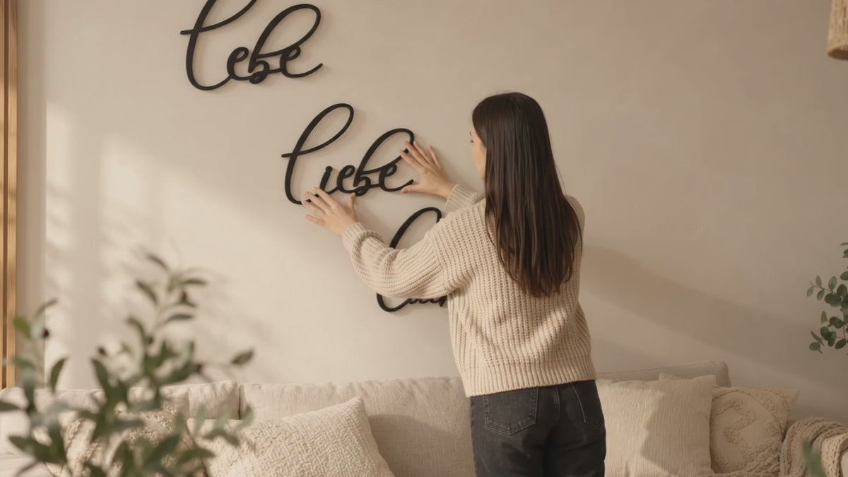 Lebe Liebe Lache – Wanddeko aus Holz | 3D Wandschriftzug