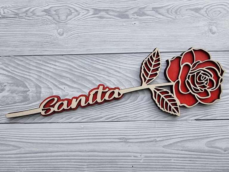 NFC Rose aus Holz mit Audionachricht